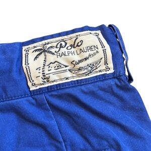 Vintage 90’s Polo Ralph Lauren Swim Trunk Shorts Blue Drawcord Cotton Blend 34